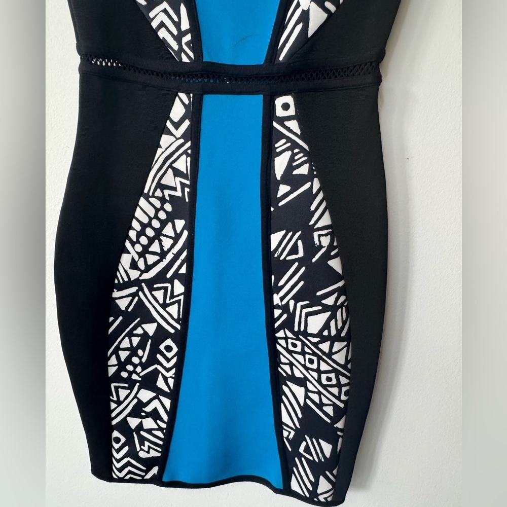 River Island Royal Blue & Black Patterned Dress – Size 8 - Picture 3 of 17
